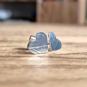 Leaf Imprinted Heart Studs