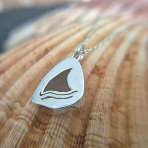 Sea Glass Pendant - Shark fin