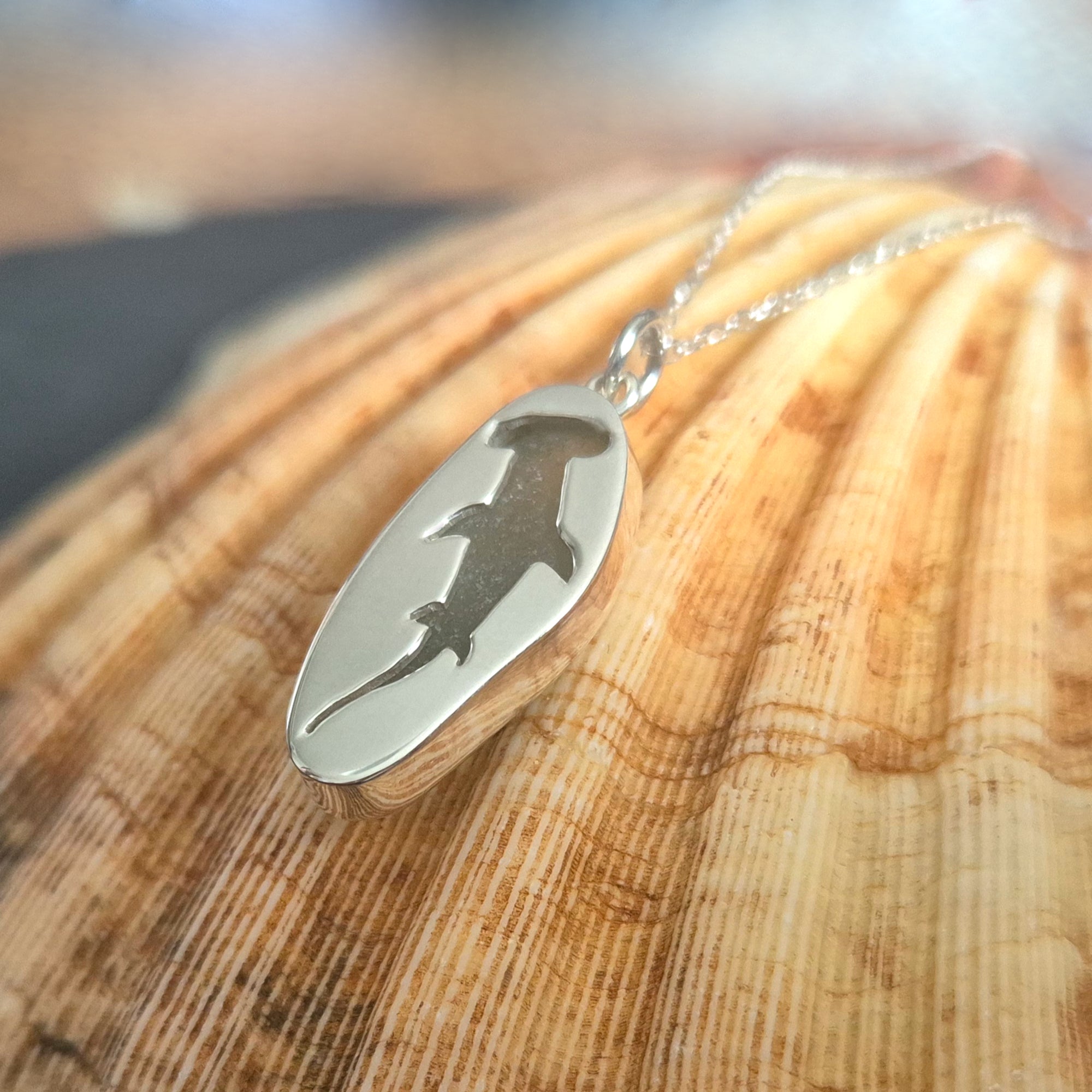 Sea Glass Pendant - Hammerhead Shark