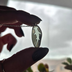 Sea Glass Pendant - Hammerhead Shark