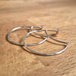 Load image into Gallery viewer, Silver Crescent Hoops
