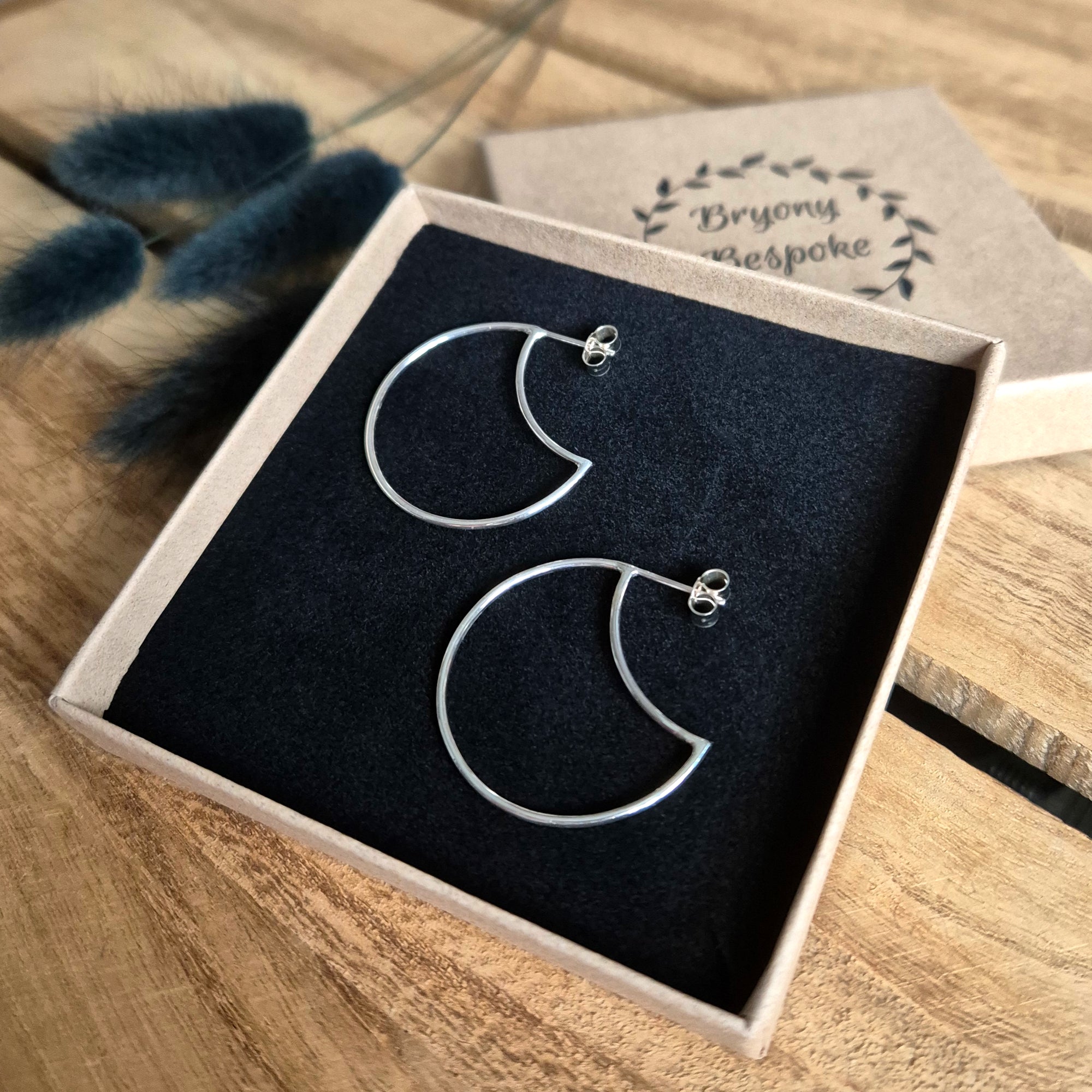 Silver Crescent Hoops