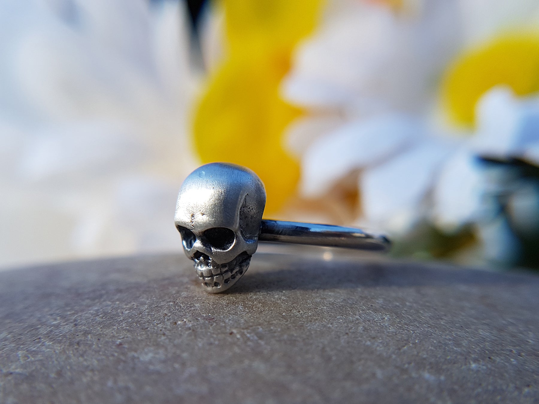 Hammered Fiji Skull Ring With Bullet in Eye in STERLING SILVER-UDINC00 –  Until Death, Inc.